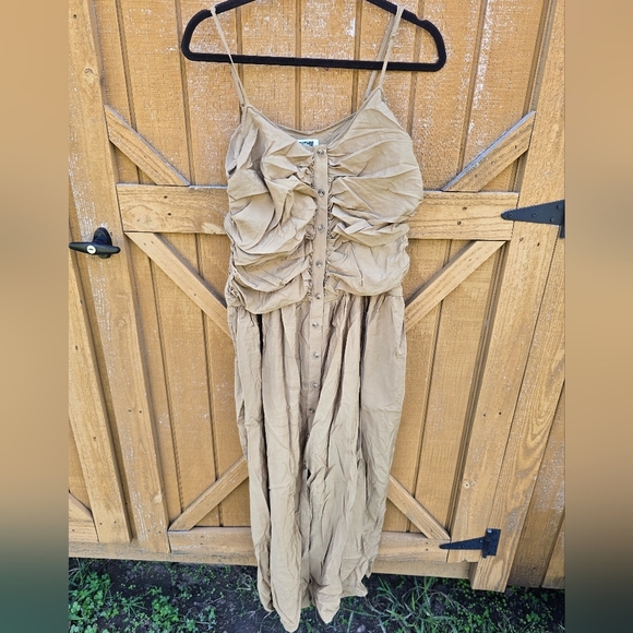 Future Collective Dresses & Skirts - Elegant Tan Midi Dress